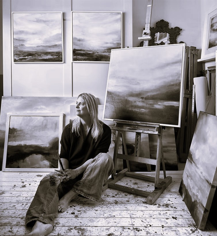 Portrait of contemporary painter Miranda Carter in her studio