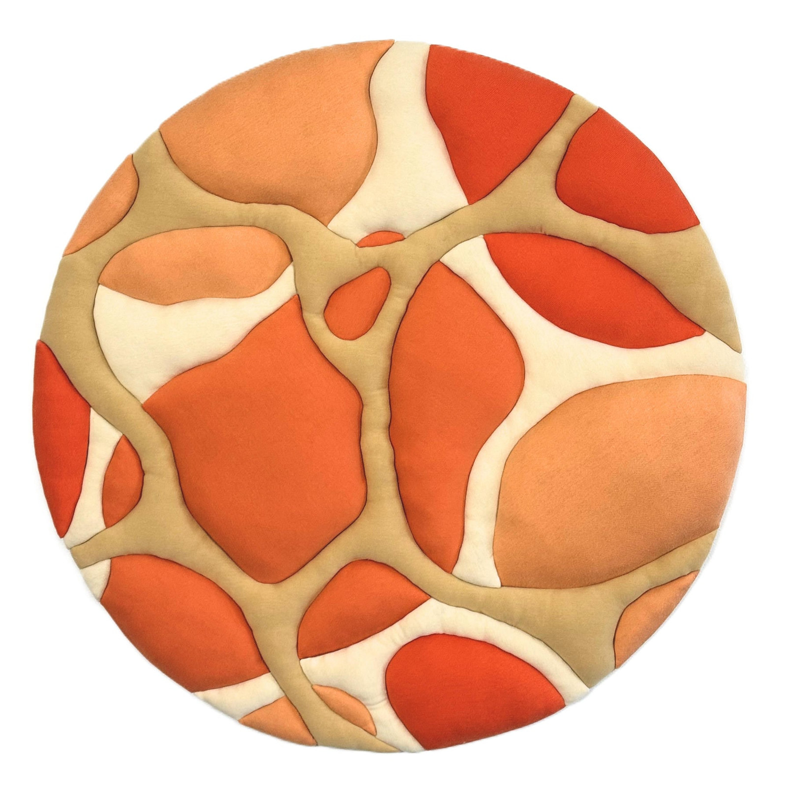 Sienna Martz, Intertwined I, a circular textile relief in coral, terracotta, cream and beige
